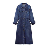 Ripped edge long denim dress